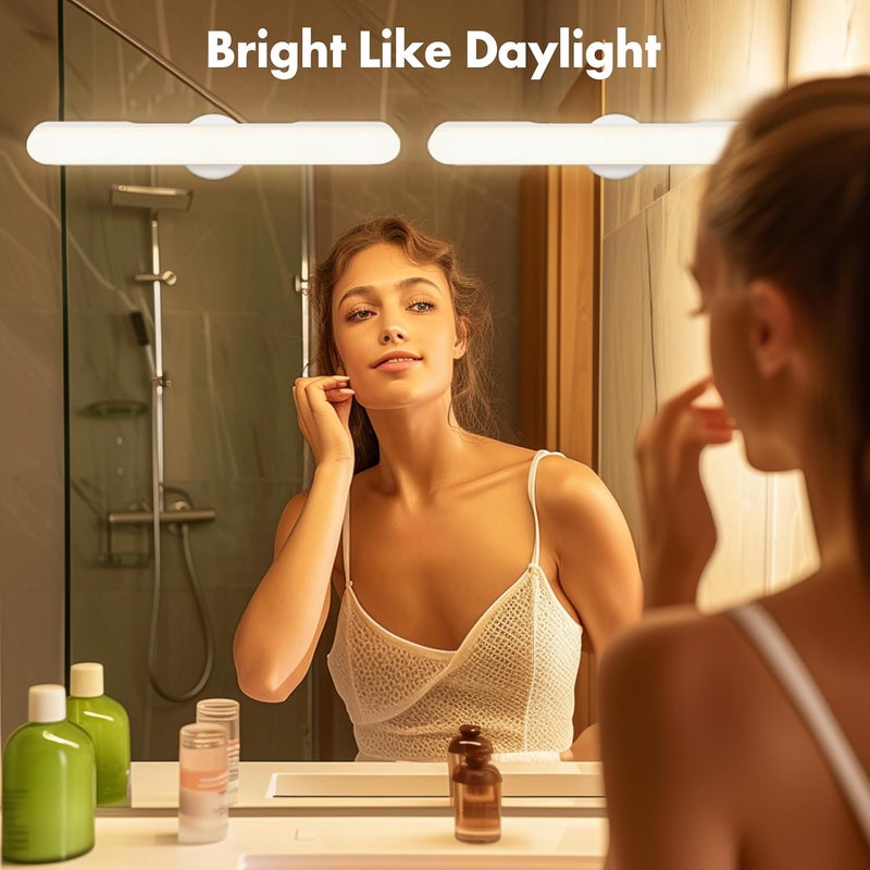 cambk Set of 2 Wireless Vanity Makeup Lights for Mirror, Rechargeable LED Stick On Light Bar for Bathroom Mirror with 3 CCT&Dimmable, Elegant Cordless Lighting Chritsmas Holiday Gifts for Women - Image 2